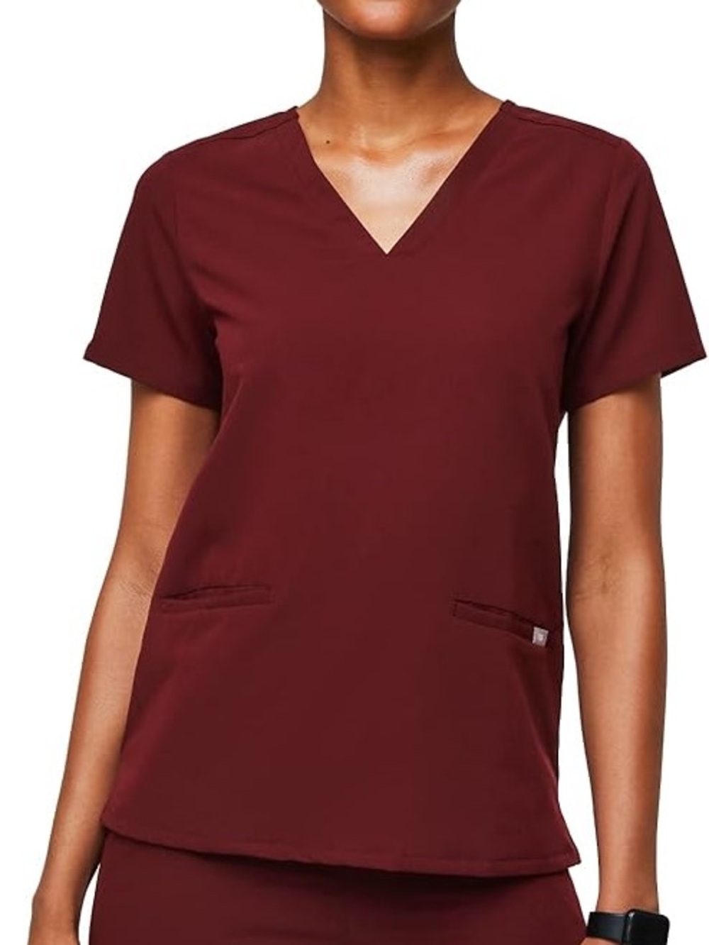 Figs Women's V-Neck Scrub Top - Burgundy Size Medium